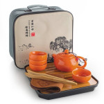 Чайный сервиз керамический оранжевый (чемоданчик)